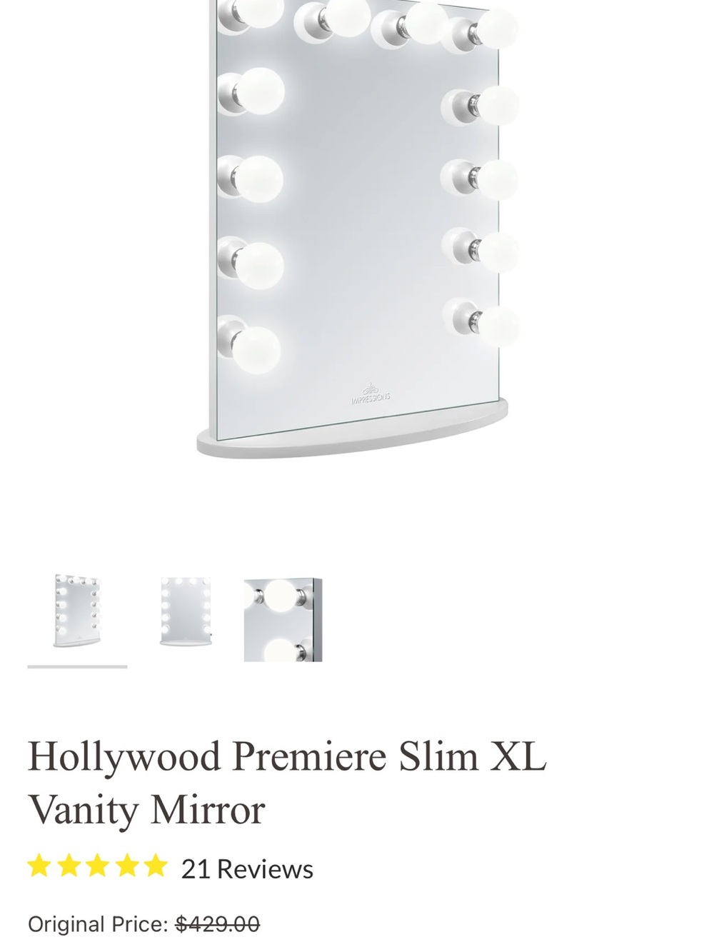 Hollywood Impressions Vanity Mirror White